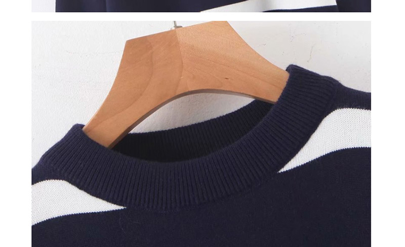 Fashion Blue Striped Sweater,Sweater