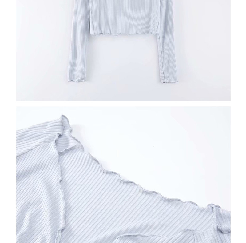 Fashion White Deep V Cross Long Sleeve T-shirt,Blouses
