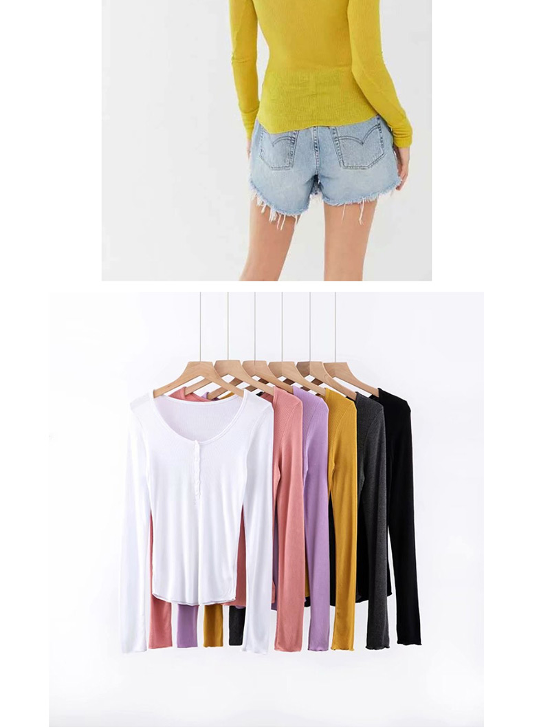 Fashion Yellow Single-breasted T-shirt,Blouses