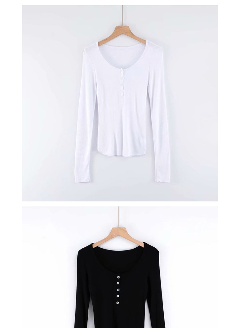 Fashion White Single-breasted T-shirt,Blouses