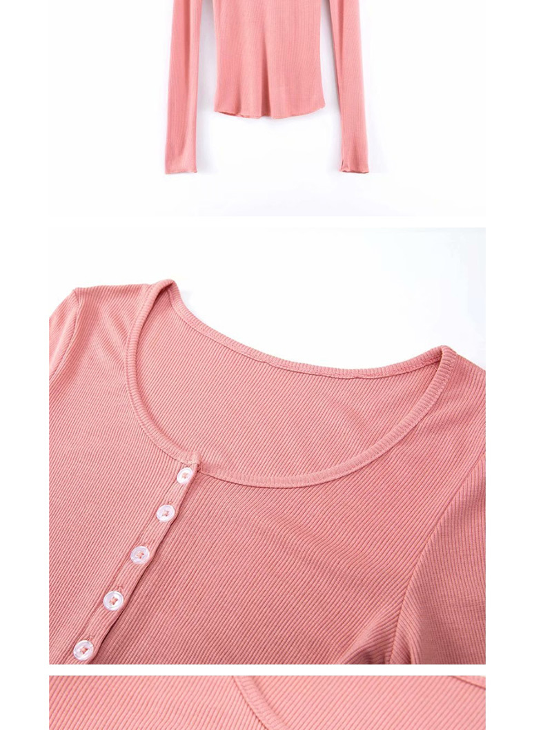 Fashion Pink Single-breasted T-shirt,Blouses