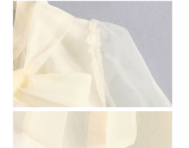 Fashion Cream Color Bow Organza Stitching Shirt,Blouses