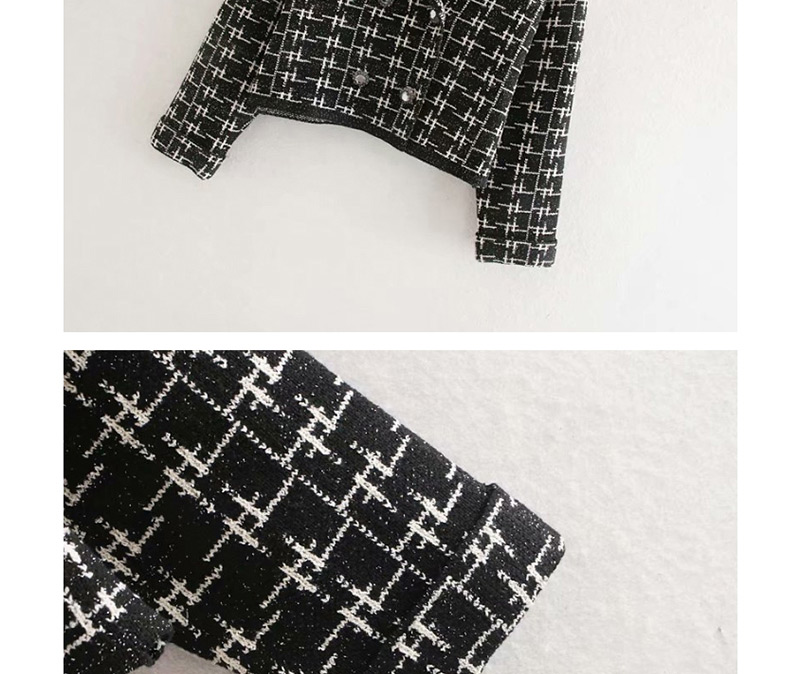 Fashion Black Still Metallic Color Knit Double-breasted Jacket,Coat-Jacket