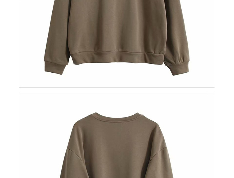 Fashion Armygreen Letter Printed Round Neck Sweater,Blouses