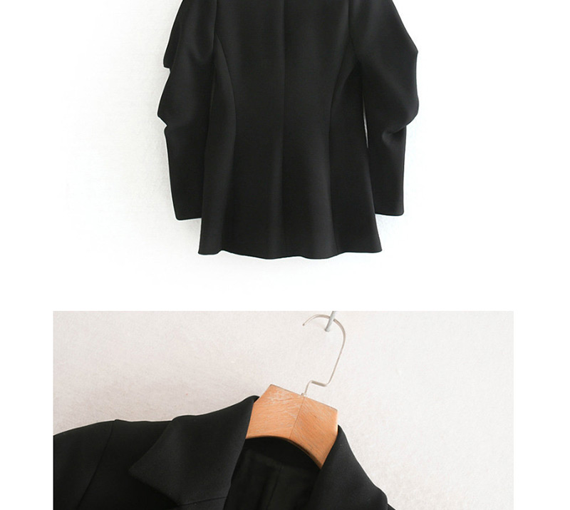 Fashion Black Pleated Sleeve Suit,Coat-Jacket