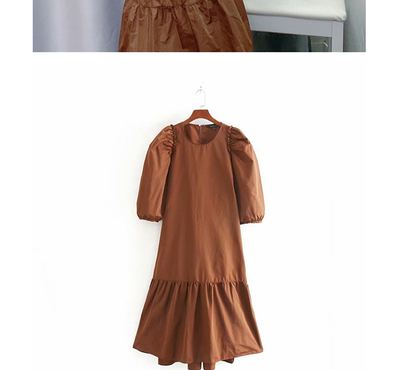 Fashion Caramel Colour Ruffle Dress,Long Dress