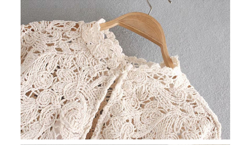 Fashion White Crocheted Round Neck Shirt,Blouses