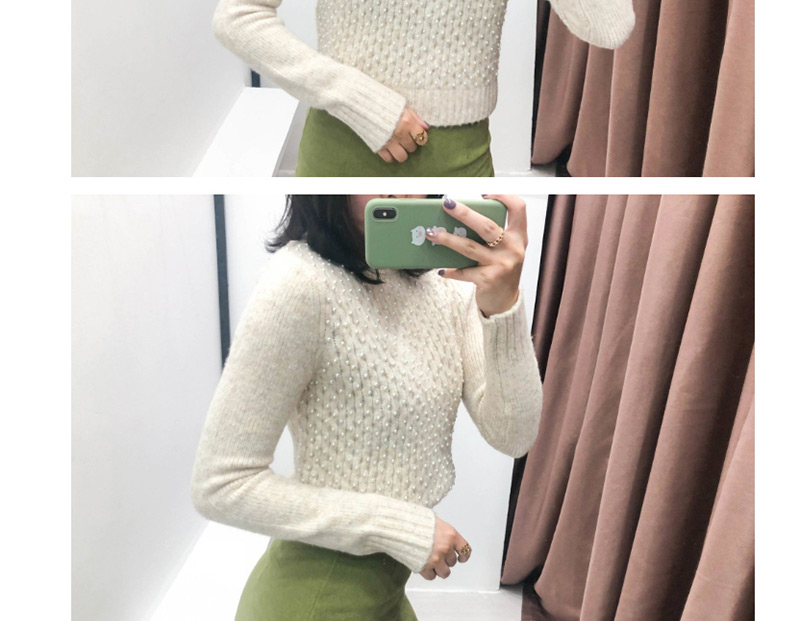 Fashion Apricot Beaded Pullover,Sweater