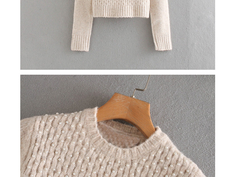Fashion Apricot Beaded Pullover,Sweater