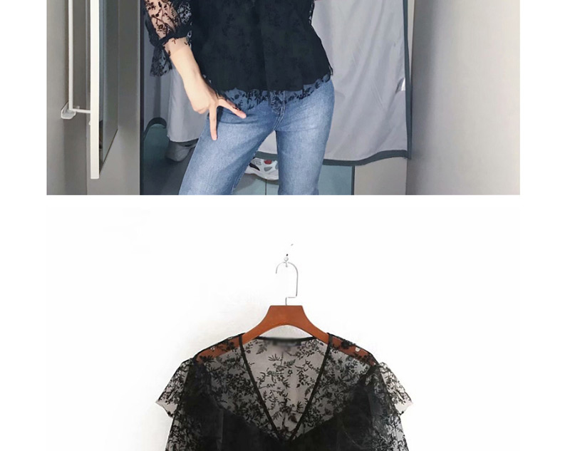 Fashion Black Flower Print Net Pullover Shirt,Tank Tops & Camis