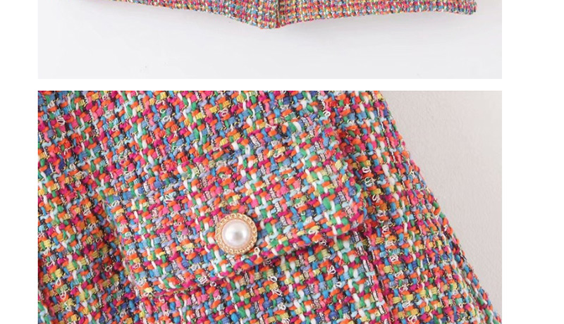 Fashion Color Pearl Buckle Plaid Stitch Skirt,Skirts