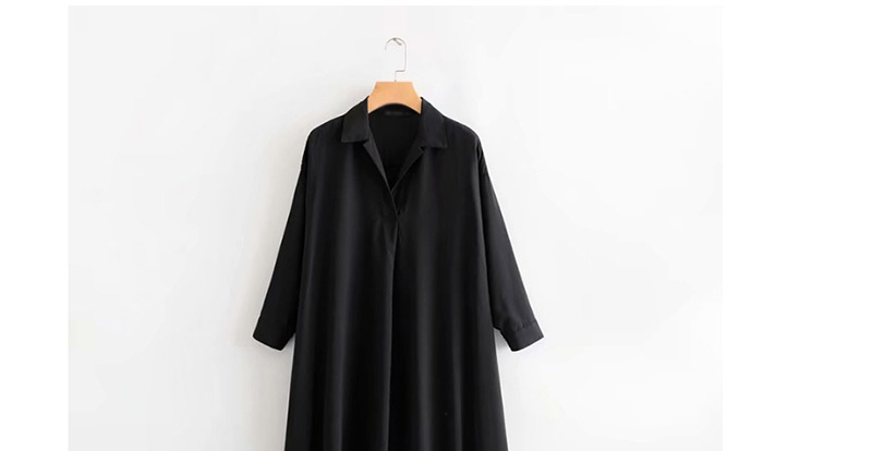 Fashion Black Lapel Dress,Long Dress