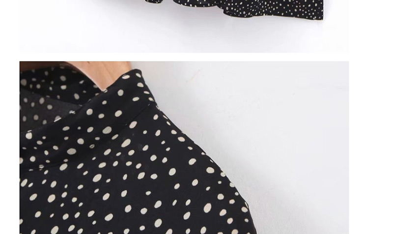 Fashion Black Polka Dot Printed Single-breasted Dress,Long Dress