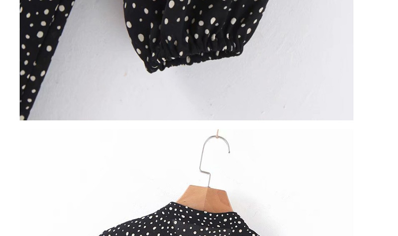 Fashion Black Polka Dot Printed Single-breasted Dress,Long Dress