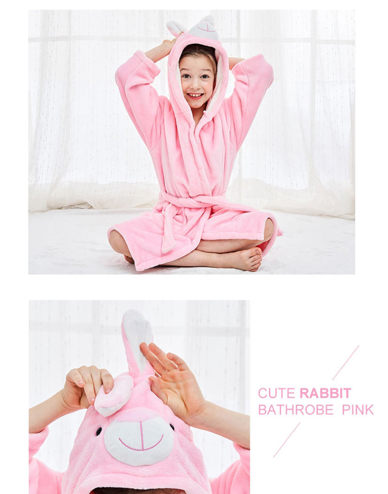 Fashion Pink Rabbit Robe Flannel Cartoon Hooded Animal Home Service,Others
