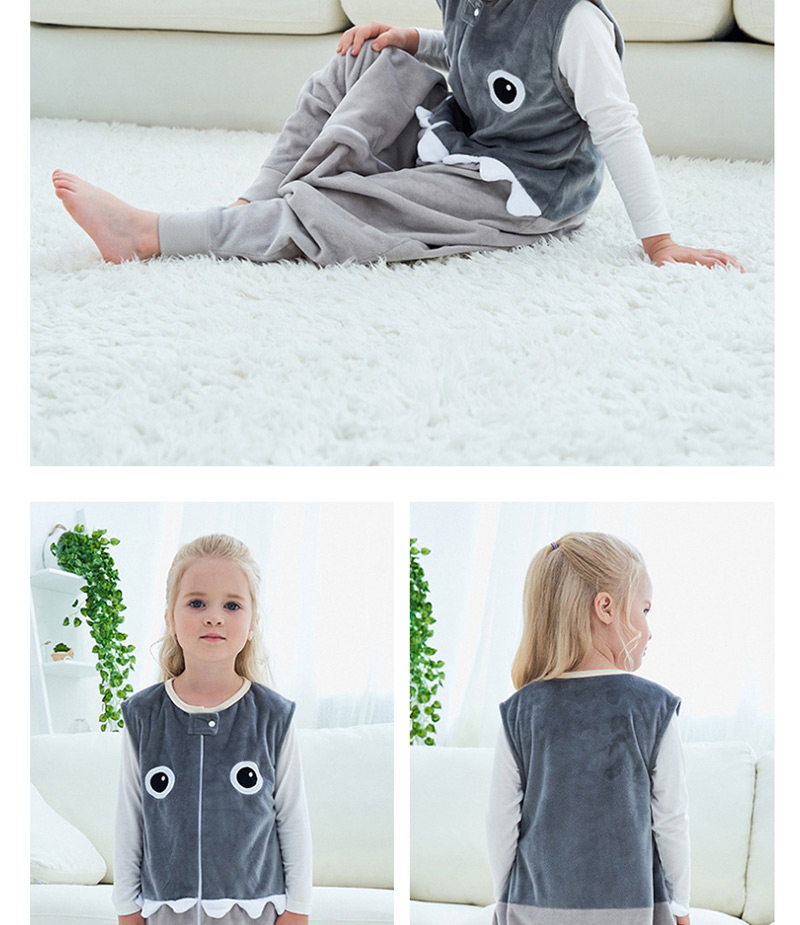 Fashion Gray Big Eyes Sleeveless Flannel Baby One-piece Home Service,Kids Clothing