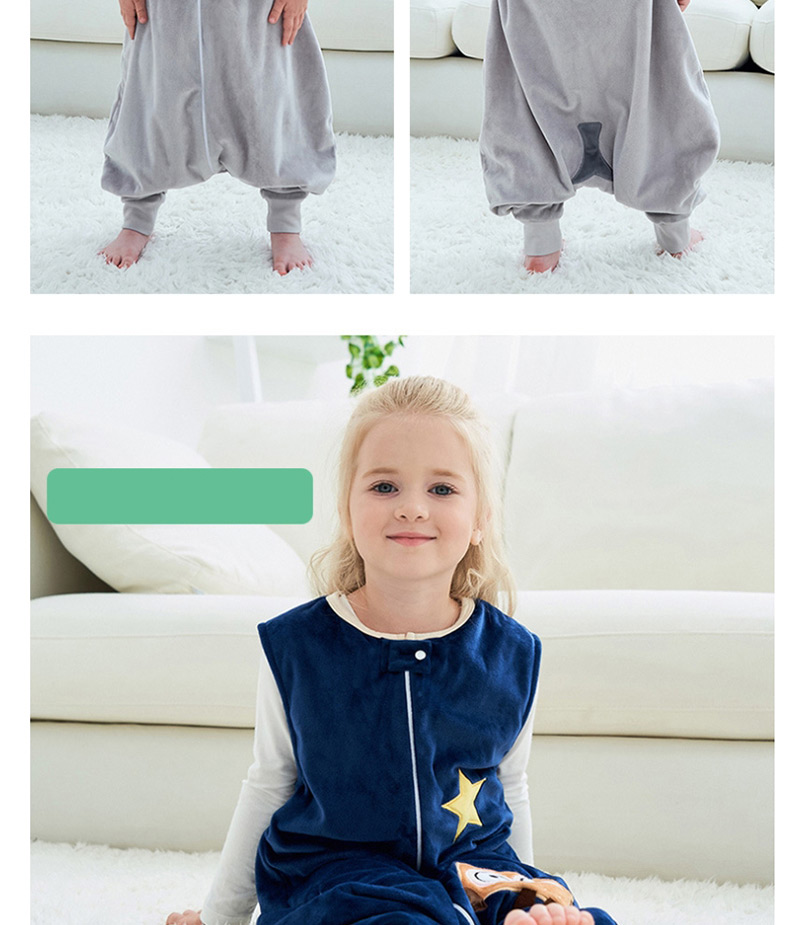 Fashion Dark Blue Star Owl Sleeveless Flannel Baby One-piece Home Service,Kids Clothing