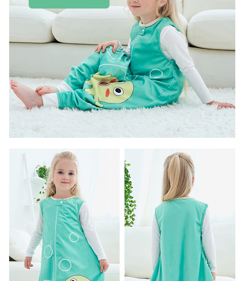 Fashion Green Bubble Octopus Sleeveless Flannel Baby One-piece Home Service,Kids Clothing