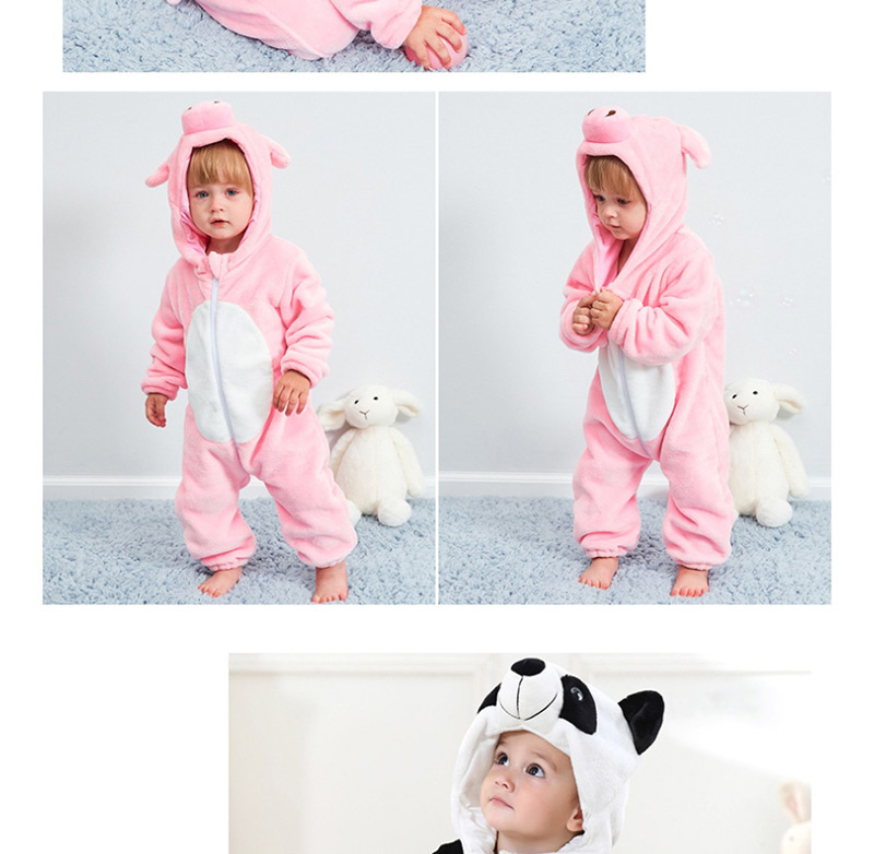 Fashion Powder Pig Animal Jumpsuit Flannel Children