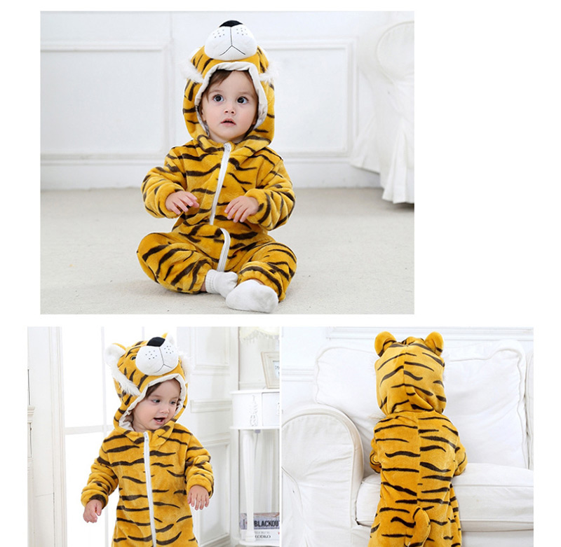 Fashion Old Tiger Animal Jumpsuit Flannel Children