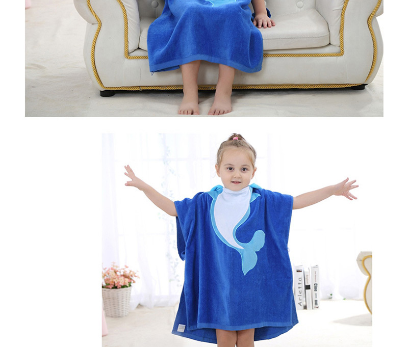 Fashion Blue Dolphin Cotton Hooded Children