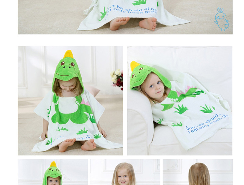 Fashion White-green Frog Cartoon Hooded Wool Print Children
