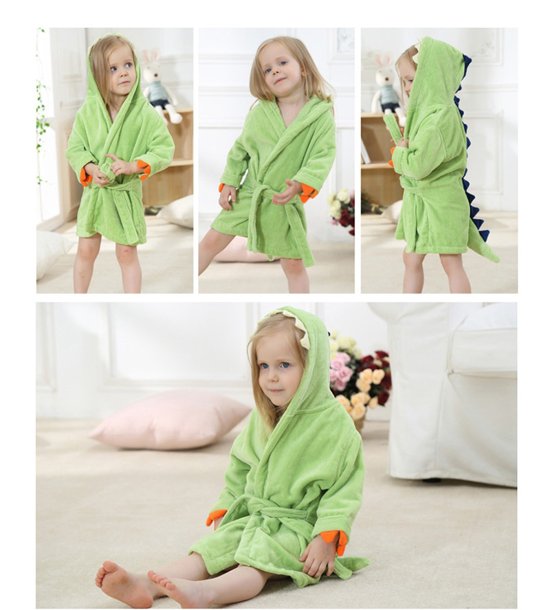 Fashion Green Cartoon Hooded Sanding Towel,Kids Clothing