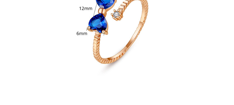Fashion Blue Zirconium White Gold-t18d28 Bow Opening Adjustable Ring,Rings
