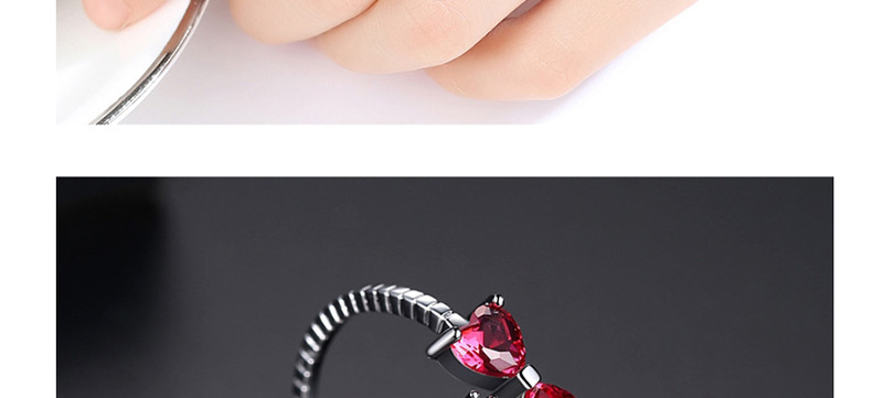 Fashion Red Zirconium Rose Gold-t18d27 Bow Opening Adjustable Ring,Rings