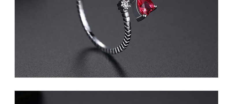 Fashion Red Zirconium White Gold-t18d25 Bow Opening Adjustable Ring,Rings