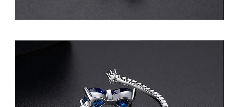 Fashion Blue Zirconium White Gold-t18d28 Bow Opening Adjustable Ring,Rings