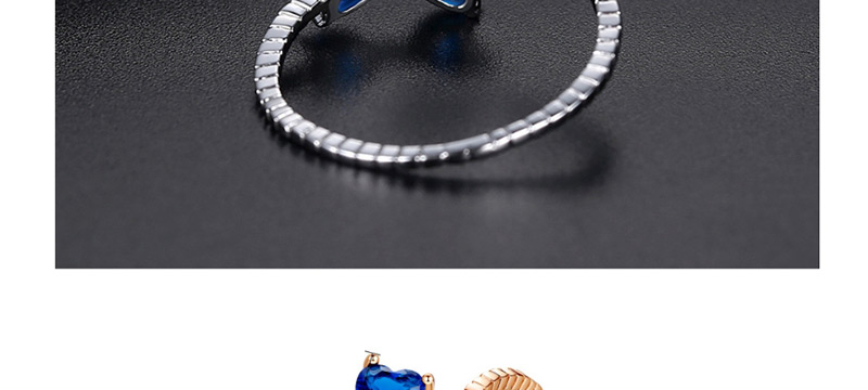 Fashion Blue Zirconium Rose Gold-t18d26 Bow Opening Adjustable Ring,Rings