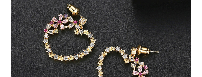 Fashion 18k-t04b21 Copper Inlaid Zirconium Heart Earrings,Earrings