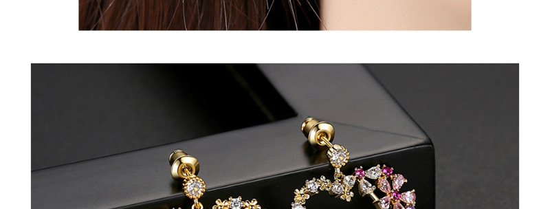 Fashion Rose Gold-t04b20 Copper Inlaid Zirconium Heart Earrings,Earrings