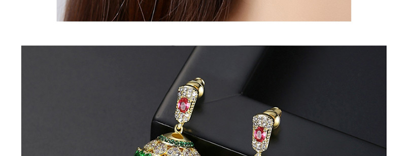 Fashion 18k-t04d24 Copper Zircon Green Diamond Tassel Earrings,Earrings