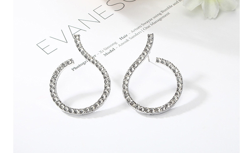 Fashion Silver Geometric Diamond Stud Earrings,Stud Earrings