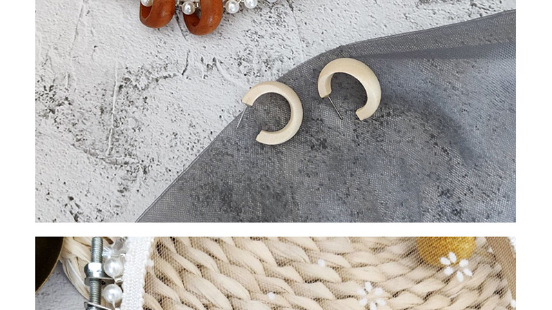 Fashion White C-shaped Log Earrings,Hoop Earrings