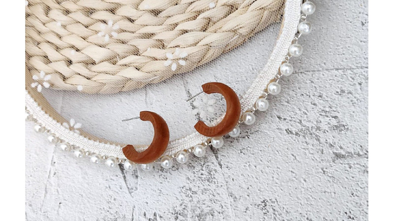 Fashion Brown C-shaped Log Earrings,Hoop Earrings