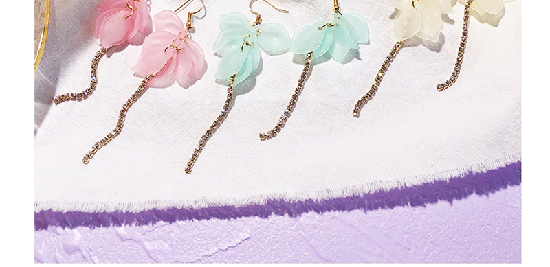Fashion Purple Petal-studded Tassel Earrings,Drop Earrings