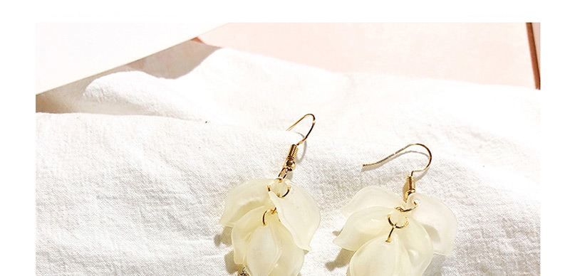 Fashion White Petal-studded Tassel Earrings,Drop Earrings