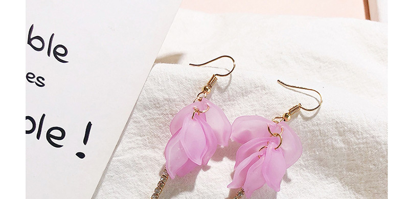 Fashion Pink Petal-studded Tassel Earrings,Drop Earrings