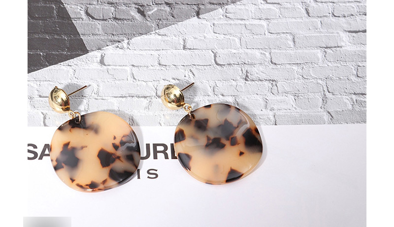 Fashion Brown Acetate Earrings Acrylic Round Blue And White Porcelain Earrings,Drop Earrings