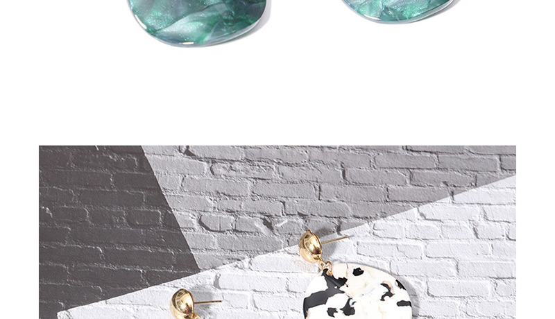 Fashion Green Acetate Earrings Acrylic Round Blue And White Porcelain Earrings,Drop Earrings