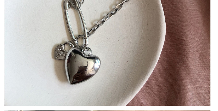 Fashion Silver Love Thick Chain Heart Necklace,Pendants