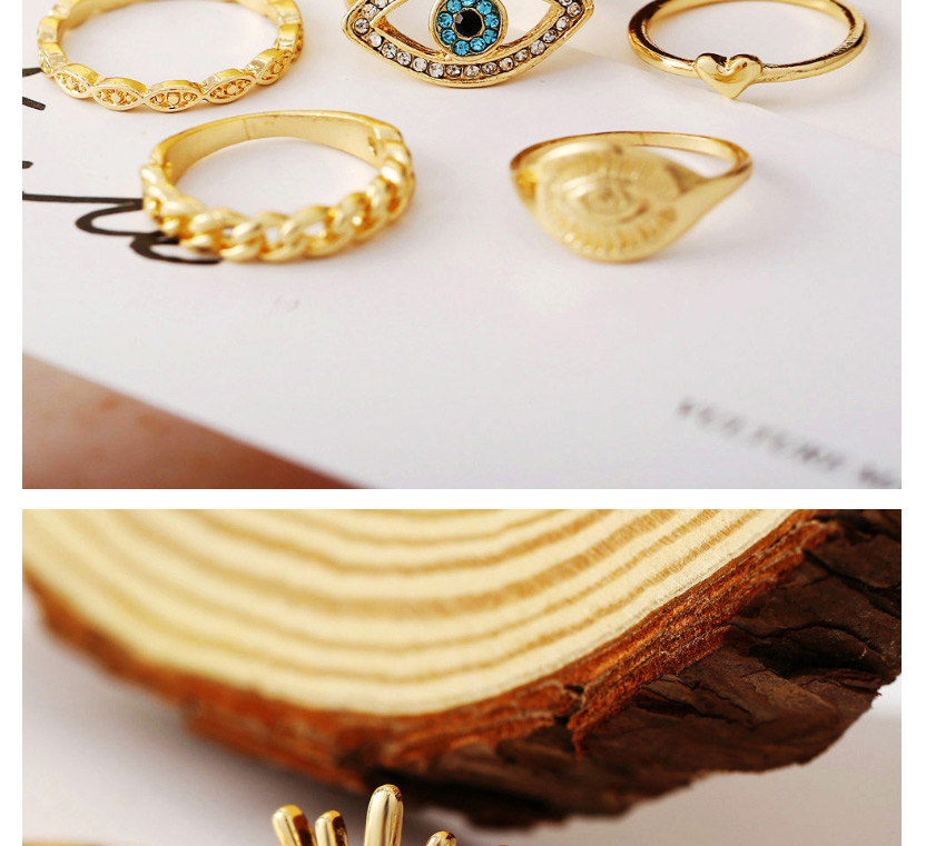 Fashion Gold Eye Love Joint Ring Set 6 Piece Set,Rings Set
