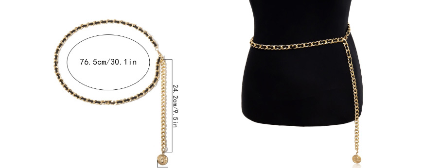 Fashion Golden Double Layer Multi-layer Geometric Portrait Chain Flannel Waist Chain,Waist Chain