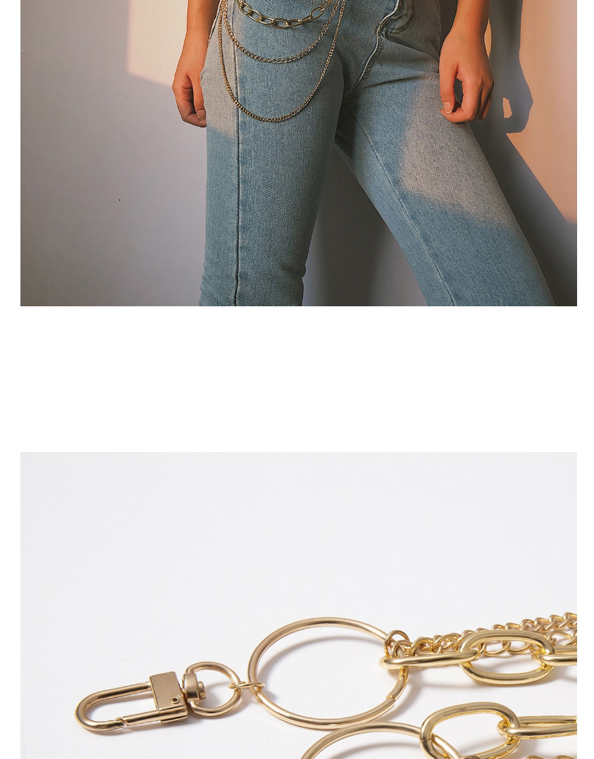 Fashion Gold U-shaped Thick Chain Multi-layer Tassel Geometric Waist Chain,Body Piercing Jewelry