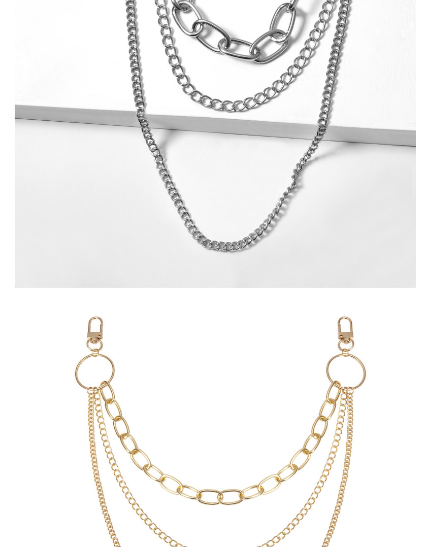 Fashion White K U-shaped Thick Chain Multi-layer Tassel Geometric Waist Chain,Body Piercing Jewelry