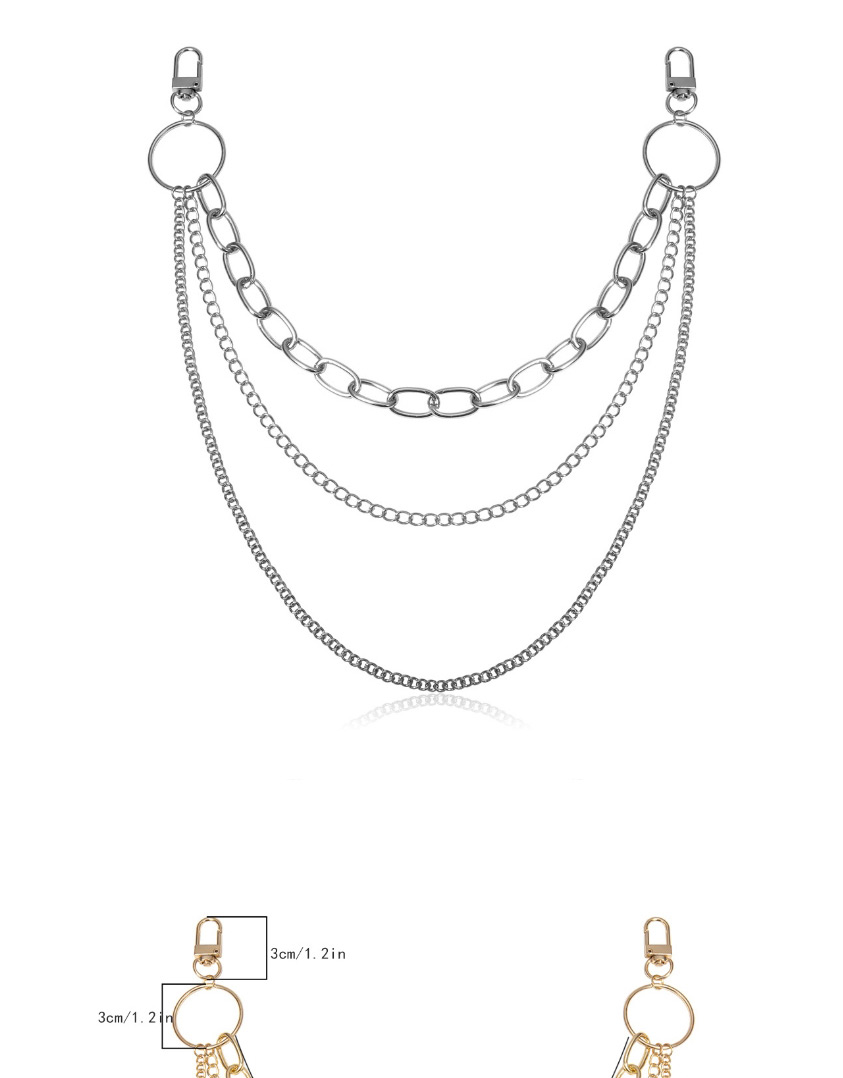 Fashion White K U-shaped Thick Chain Multi-layer Tassel Geometric Waist Chain,Body Piercing Jewelry