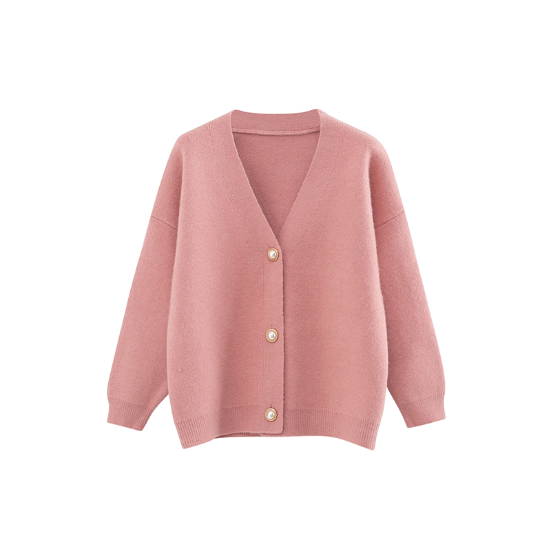 Fashion Pink Knit Cardigan,Sweater